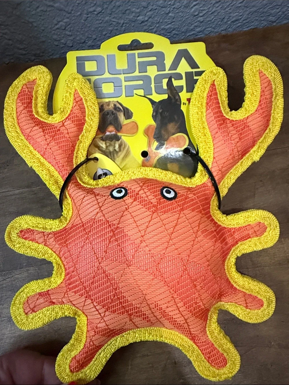 DURAFORCE Bright Orange & Yellow Crab Dog Toy NEW